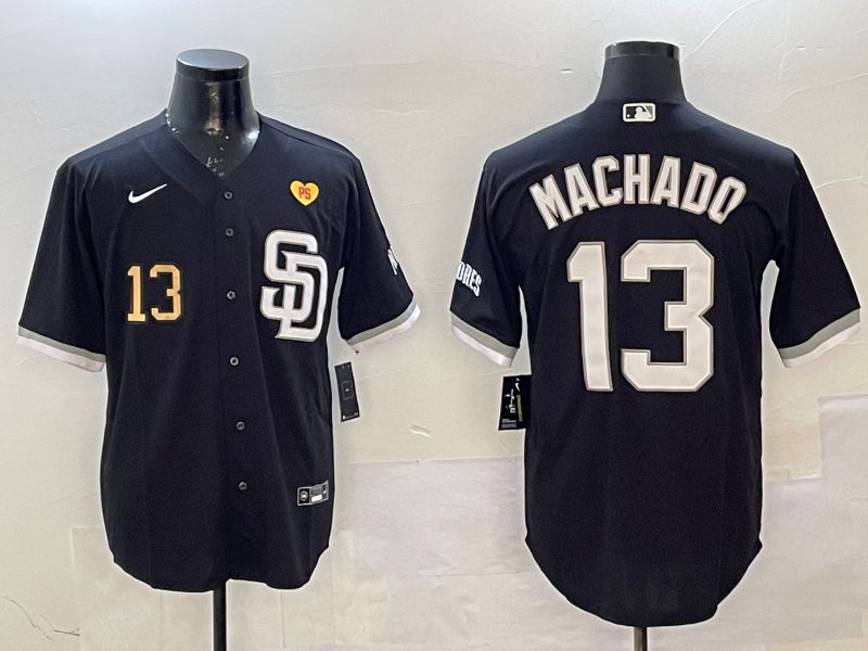 Men San Diego Padres #13 Machado Black Jointly Name Game Nike 2025 MLB Jersey style 5